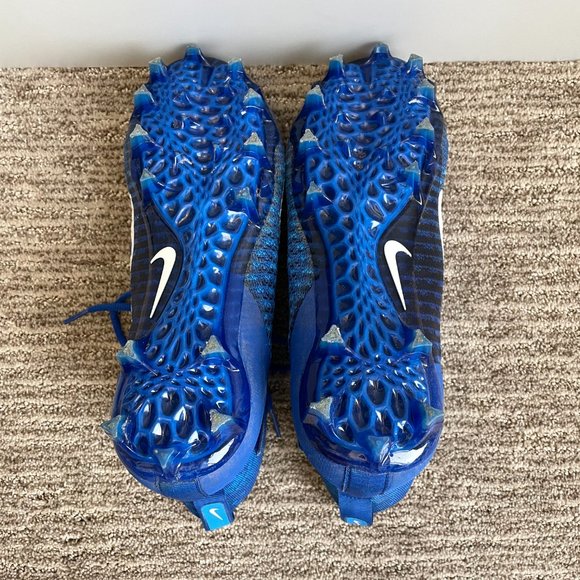Men's 9.5 Nike Alpha Menace Elite 2 Flyknit Mid Football Cleats Blue - Picture 6 of 6